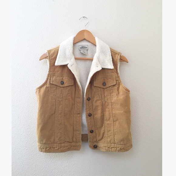 Vintage Jackets & Blazers - Vintage Corduroy Sherpa Vest Jacket